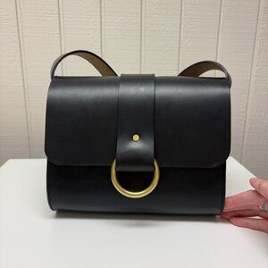 Martine Simone Shoulder Bag in Onyx (Black) Leather